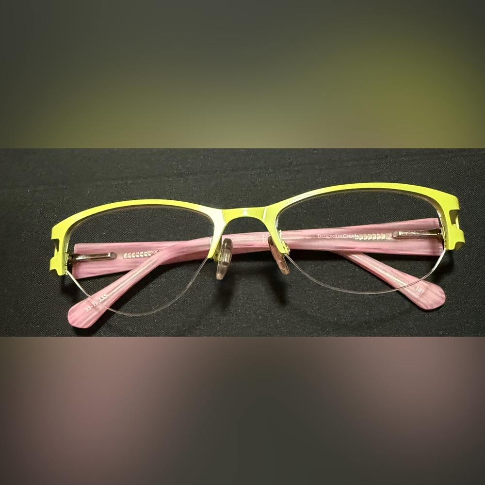 New Lime green and Pink Eyeglasses (no lenses)